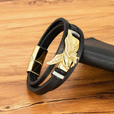 Eagle Multi-Layer Leather Bracelet with Magnetic Clasp
