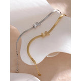 Butterfly Snake Chain Bangle Bracelet Stainless Steel Golden Waterproof Jewelry