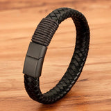 Stainless Steel Leather Bracelet Multi-size Multi-color Men's Custom DIY