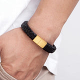 Stainless Steel Leather Bracelet Multi-size Multi-color Men's Custom DIY