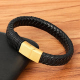 Stainless Steel Leather Bracelet Multi-size Multi-color Men's Custom DIY