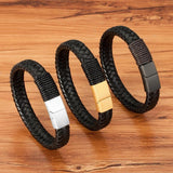 Stainless Steel Leather Bracelet Multi-size Multi-color Men's Custom DIY