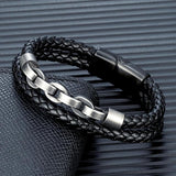 Punk Rock Bicycle Chain Leather Bracelet