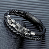 Punk Rock Bicycle Chain Leather Bracelet
