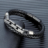 Punk Rock Bicycle Chain Leather Bracelet