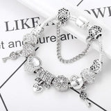 Classic Love Key Charm Bracelet With Heart Beads Pendant