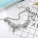 Classic Love Key Charm Bracelet With Heart Beads Pendant