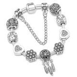 Classic Love Key Charm Bracelet With Heart Beads Pendant