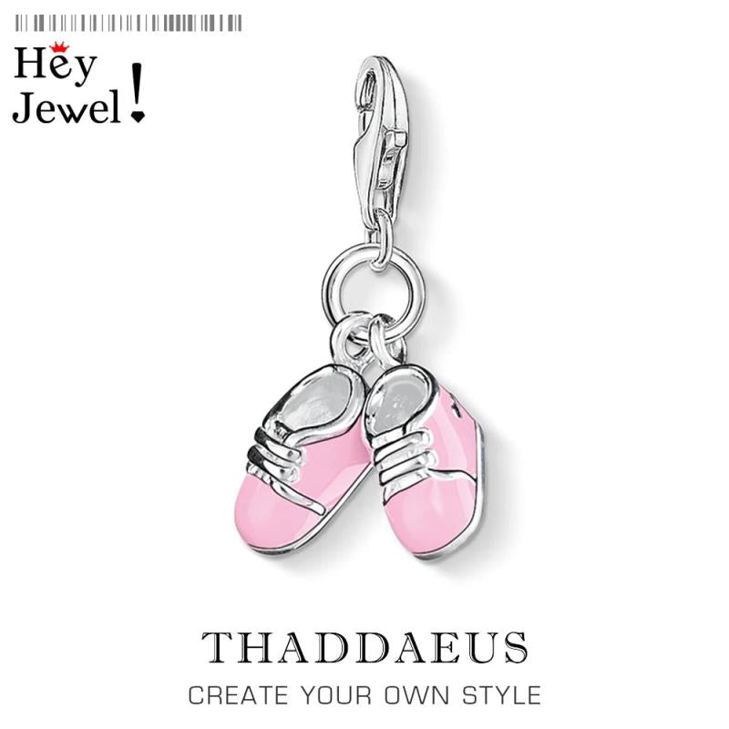 Baby Shoe Dangle 925 Silver Charm Pink Jewelry Women