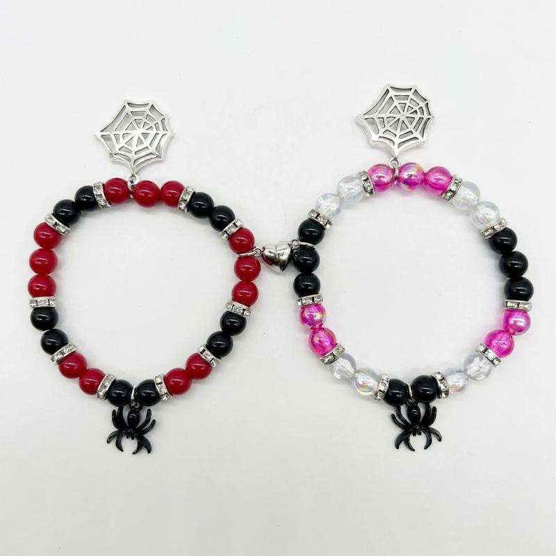 Halloween Spider Bracelet For Women Men Magnetic Heart Couple Bangle