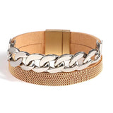 Punk Cuban Chain Leather Bracelet Men Women Multilayer Chain Wrap Bracelet