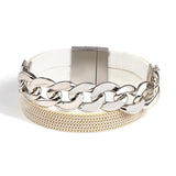 Punk Cuban Chain Leather Bracelet Men Women Multilayer Chain Wrap Bracelet