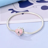 925 Silver Snake Chain Heart Zircon Lock Bracelet DIY Jewelry Gift