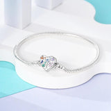 925 Silver Snake Chain Heart Zircon Lock Bracelet DIY Jewelry Gift