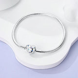 925 Silver Snake Chain Heart Zircon Lock Bracelet DIY Jewelry Gift