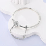 925 Silver Snake Chain Heart Zircon Lock Bracelet DIY Jewelry Gift