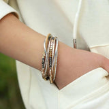 Metal Heart Beads Leather Bracelet Multilayer Wrap Bracelets