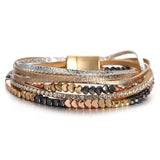 Metal Heart Beads Leather Bracelet Multilayer Wrap Bracelets