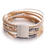 Metal Heart Beads Leather Bracelet Multilayer Wrap Bracelets