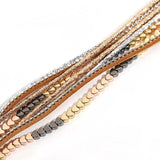 Metal Heart Beads Leather Bracelet Multilayer Wrap Bracelets