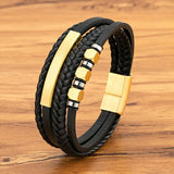 Classic Woven Leather Stainless Steel Magnet Bracelet 3 Colors