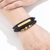 Classic Woven Leather Stainless Steel Magnet Bracelet 3 Colors