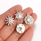 3Pcs Stainless Steel Sunburst Charms Celestial Pendants DIY Jewelry Making