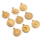 3Pcs Stainless Steel Sunburst Charms Celestial Pendants DIY Jewelry Making