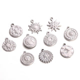 3Pcs Stainless Steel Sunburst Charms Celestial Pendants DIY Jewelry Making