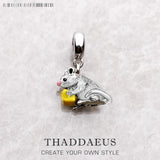 Mouse & Cheese Charms Pendant for Bracelet, 925 Sterling Silver Jewelry