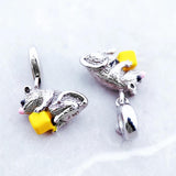Mouse & Cheese Charms Pendant for Bracelet, 925 Sterling Silver Jewelry