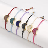 6pcs/set Woven Rope Chain Bracelet Set Moon Druzy Charms Bracelets