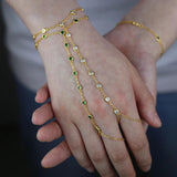 Green CZ Chain Hand Slave Bracelet Plated Jewelry