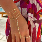 Green CZ Chain Hand Slave Bracelet Plated Jewelry