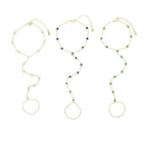 Green CZ Chain Hand Slave Bracelet Plated Jewelry