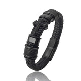 Dark Leather Cross Bracelet Hand-woven Rope Stainless Steel Male Jewelry
