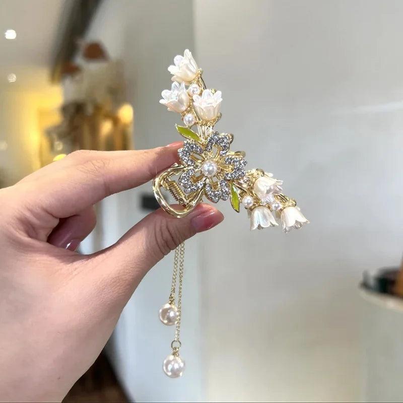Retro Bell Orchid Flower Butterfly Fringe Hair Clip