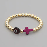 Evil Eye Bracelet with Golden Beads Y2K Style Jewelry