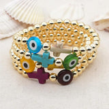 Evil Eye Bracelet with Golden Beads Y2K Style Jewelry
