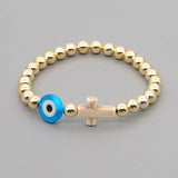 Evil Eye Bracelet with Golden Beads Y2K Style Jewelry