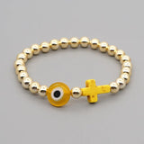 Evil Eye Bracelet with Golden Beads Y2K Style Jewelry