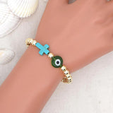 Evil Eye Bracelet with Golden Beads Y2K Style Jewelry
