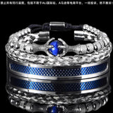 Men Eagle Bracelet Stainless Steel Rope Bangle with Tigereye Stone