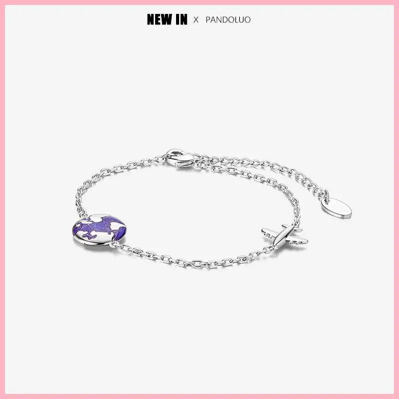 925 Silver Heart Snake Chain Bracelet Women