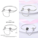 925 Silver Heart Snake Chain Bracelet Women