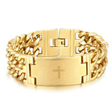 Cuban Link Bracelet Stainless Steel Cross Charm Men's Religious Jewelry