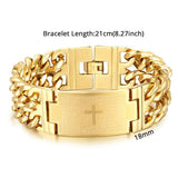 Cuban Link Bracelet Stainless Steel Cross Charm Men's Religious Jewelry