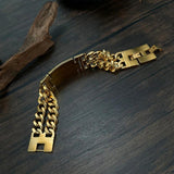 Cuban Link Bracelet Stainless Steel Cross Charm Men's Religious Jewelry
