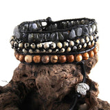 Boho Jasper Chip Beaded Wrap Bracelet Natural Stone Strand Women Gift