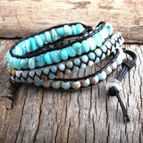 Boho Jasper Chip Beaded Wrap Bracelet Natural Stone Strand Women Gift